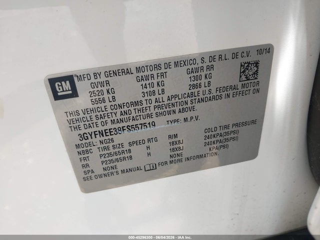 Aukcja sprzedaży 2015 Cadillac Srx Luxury Collection, vin: 3GYFNEE38FS557519, numer aukcji: 45296300