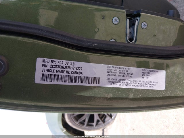 2C3CDXGJ8MH619279 Dodge Charger Scat Pack Rwd