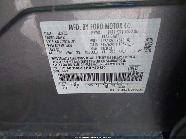 Aukcja sprzedaży 2023 Ford Edge Se, vin: 2FMPK4G98PBA20120, numer aukcji: 45296359