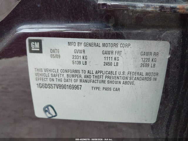 Aukcja sprzedaży 2009 Cadillac Cts Standard, vin: 1G6DS57V890169967, numer aukcji: 45296376