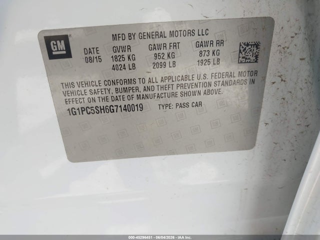 1G1PC5SH6G7140019 Chevrolet Cruze Limited Ls Auto