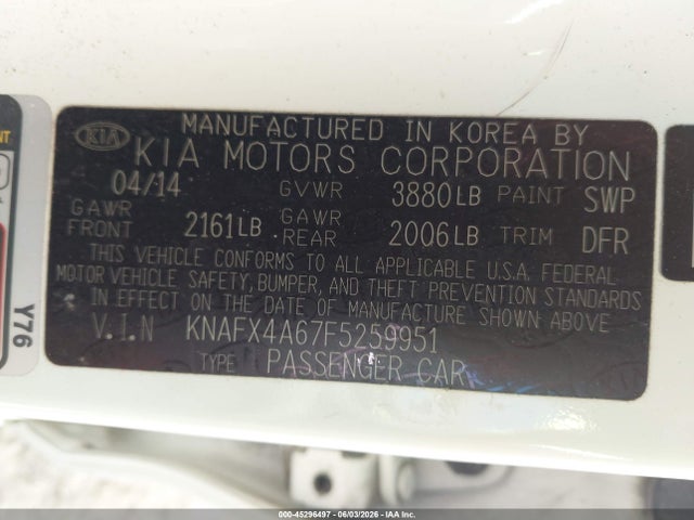 Продаж на аукціоні авто 2015 Kia Forte Lx, vin: KNAFX4A67F5259951, номер лоту: 45296497
