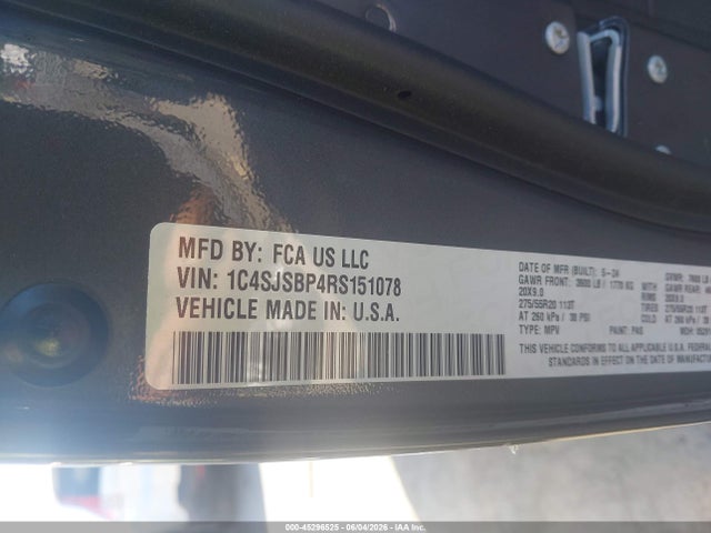 Продаж на аукціоні авто 2024 Jeep Wagoneer L Series Ii Carbide 4x4, vin: 1C4SJSBP4RS151078, номер лоту: 45296525