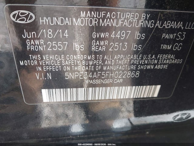 Hyundai Sonata Sport 2015 5NPE34AF5FH022868 Image 9