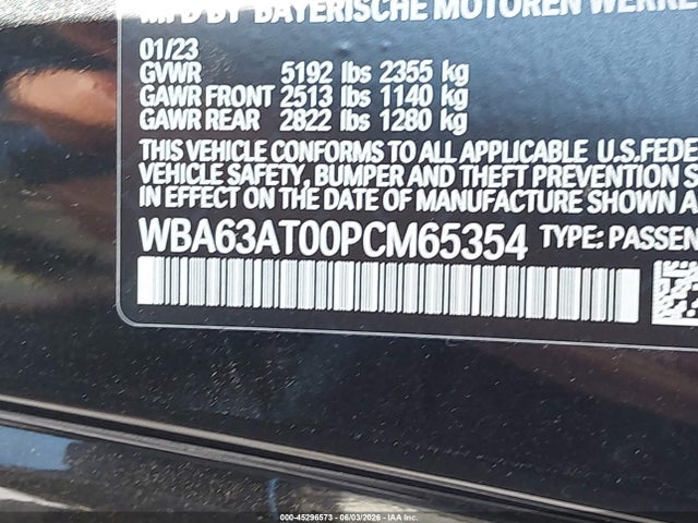 2023 Bmw M440i Xdrive მანქანა იყიდება აუქციონზე, vin: WBA63AT00PCM65354, აუქციონის ნომერი: 45296573