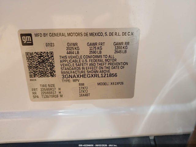 3GNAXHEGXRL121856 Chevrolet Equinox Fwd Ls