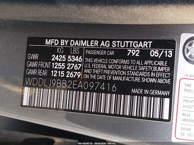 Aukcja sprzedaży 2014 Mercedes-benz Cls 550 4matic, vin: WDDLJ9BB2EA097416, numer aukcji: 45296730