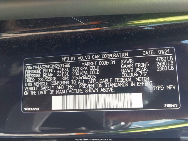 YV4AC2HK0M2531588 Volvo Xc40 T4 Momentum