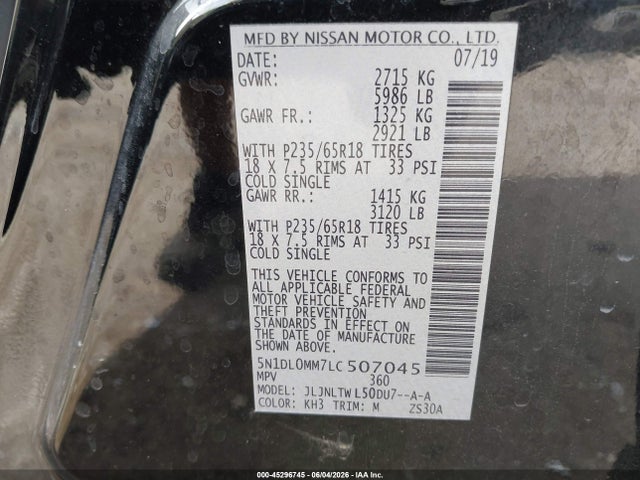 Продаж на аукціоні авто 2020 Infiniti Qx60 Luxe Awd, vin: 5N1DL0MM7LC507045, номер лоту: 45296745