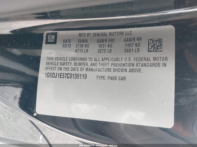 Продажа на аукционе авто 2012 Cadillac Cts Performance, vin: 1G6DJ1E37C0139119, номер лота: 45296770
