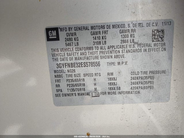 Aukcja sprzedaży 2014 Cadillac Srx Luxury Collection, vin: 3GYFNBE32ES578556, numer aukcji: 45296826