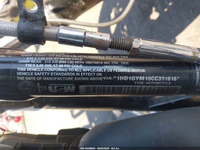 Aukcja sprzedaży 2012 Harley-davidson Fxdf Dyna Fat Bob, vin: 1HD1GYM10CC331616, numer aukcji: 45296904