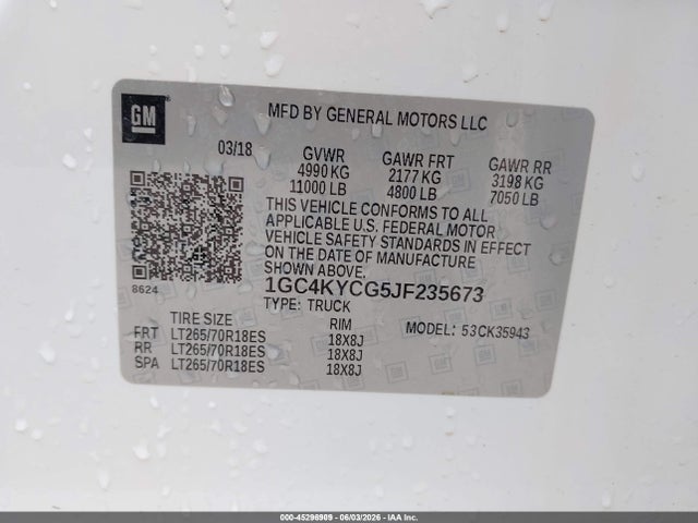 1GC4KYCG5JF235673 Chevrolet Silverado 3500hd Wt