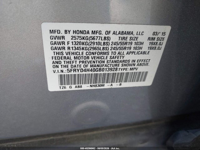 Aukcja sprzedaży 2016 Acura Mdx Technology   Acurawatch Plus Packages/technology Package, vin: 5FRYD4H40GB013928, numer aukcji: 45296962