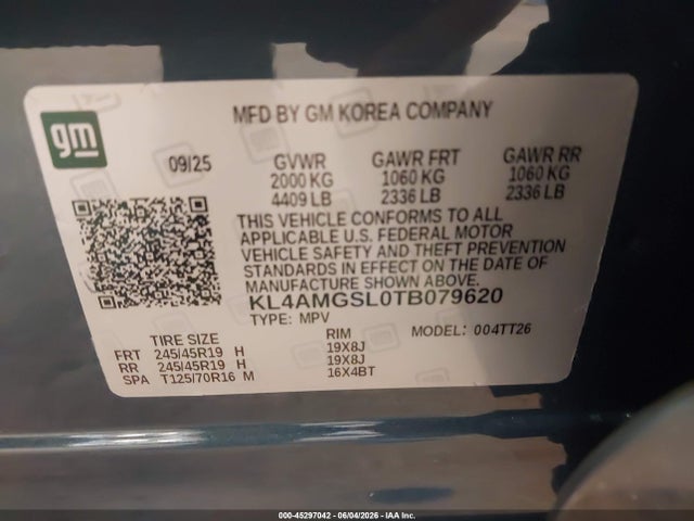 2026 Buick Encore Gx Avenir Awd მანქანა იყიდება აუქციონზე, vin: KL4AMGSL0TB079620, აუქციონის ნომერი: 45297042