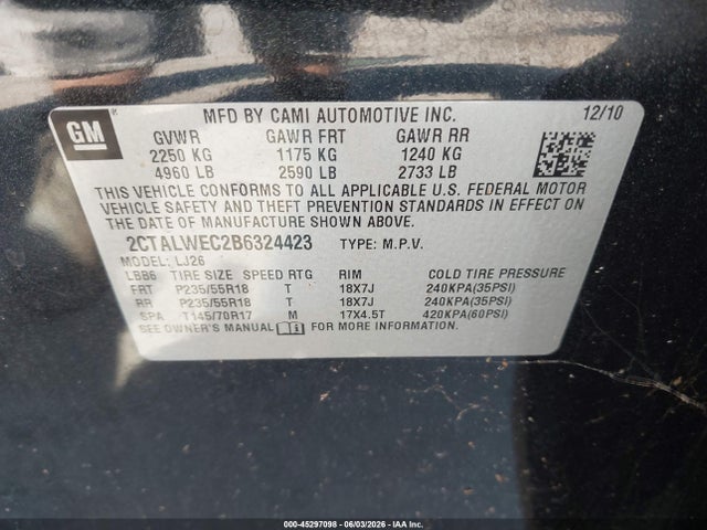 Продаж на аукціоні авто 2011 Gmc Terrain Slt-2, vin: 2CTALWEC2B6324423, номер лоту: 45297098