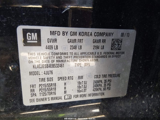 Продажа на аукционе авто 2014 Buick Encore, vin: KL4CJESB4EB532461, номер лота: 45297110