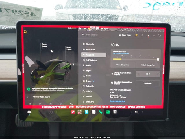 45297174 :رقم المزاد ، 5YJ3E1EA8PF700253 vin ، 2023 Tesla Model 3 Rear-wheel Drive مزاد بيع