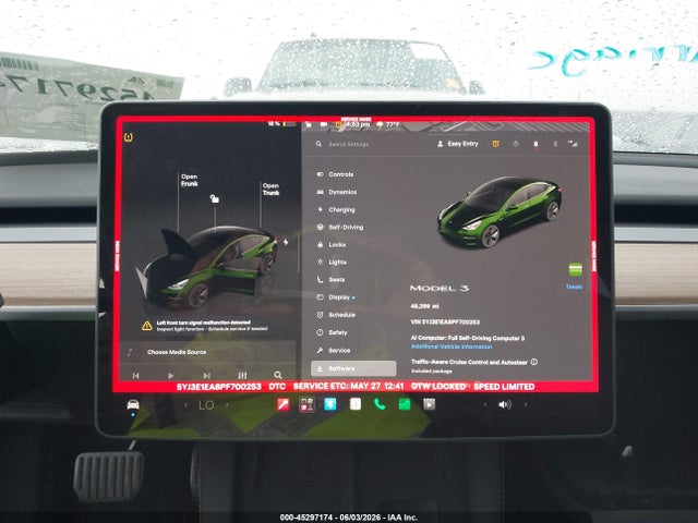 45297174 :رقم المزاد ، 5YJ3E1EA8PF700253 vin ، 2023 Tesla Model 3 Rear-wheel Drive مزاد بيع