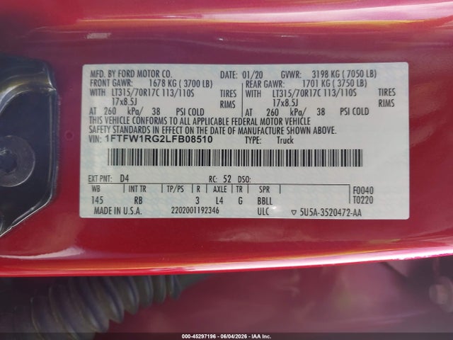 Ford F-150 Raptor 2020 1FTFW1RG2LFB08510 Image 9