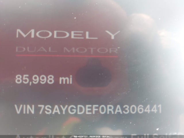 45297221 :رقم المزاد ، 7SAYGDEF0RA306441 vin ، 2024 Tesla Model Y Performance Dual Motor All-wheel Drive مزاد بيع