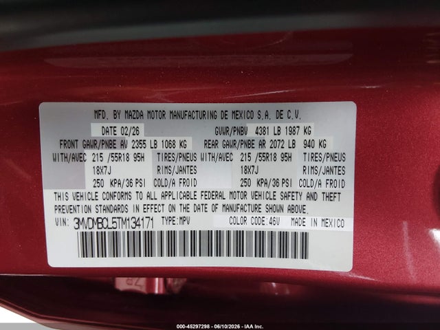 Aukcja sprzedaży 2026 Mazda Cx-30 2.5 S Preferred, vin: 3MVDMBCL5TM134171, numer aukcji: 45297298