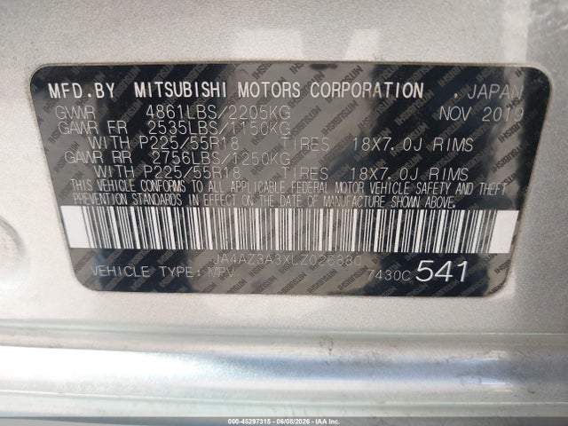 JA4AZ3A3XLZ026880 Mitsubishi Outlander Es 2.4 S-awc/le 2.4 S-awc/se 2.4 S-awc/sel 2.4 S-awc/sp 2.4 S-awc
