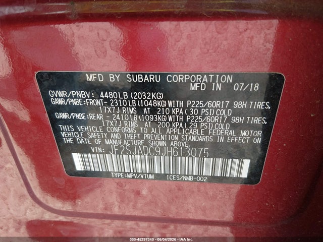 Продажа на аукционе авто 2018 Subaru Forester 2.5i Premium, vin: JF2SJADC9JH613075, номер лота: 45297340