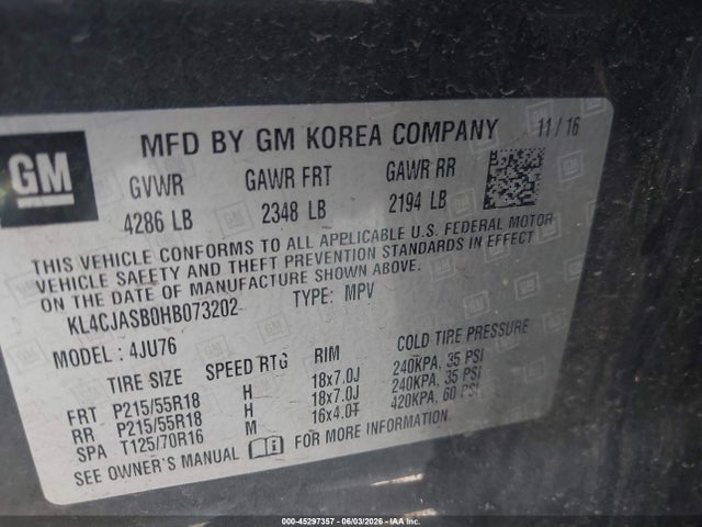 KL4CJASB0HB073202 Buick Encore Preferred