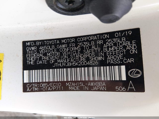 Продажа на аукционе авто 2019 Lexus Ux 250h, vin: JTHU9JBH5K2004826, номер лота: 45297385