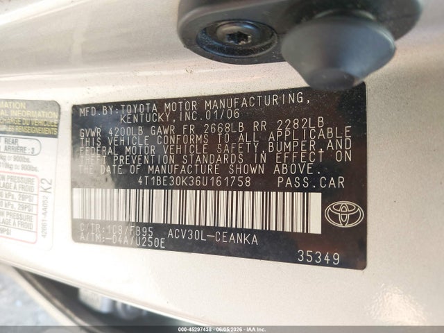 Aukcja sprzedaży 2006 Toyota Camry Le, vin: 4T1BE30K36U161758, numer aukcji: 45297438