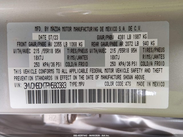Aukcja sprzedaży 2023 Mazda Cx-30 2.5 S Premium, vin: 3MVDMBDM7PM580383, numer aukcji: 45297442