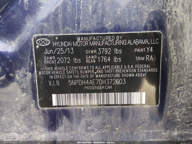 Продаж на аукціоні авто 2013 Hyundai Elantra Gls, vin: 5NPDH4AE7DH372603, номер лоту: 45297492