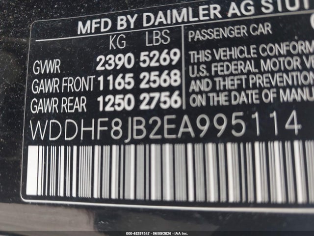 45297547 :رقم المزاد ، WDDHF8JB2EA995114 vin ، 2014 Mercedes-benz E 350 4matic مزاد بيع