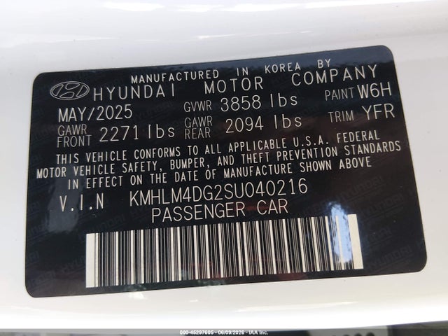 Aukcja sprzedaży 2025 Hyundai Elantra Sel Sport, vin: KMHLM4DG2SU040216, numer aukcji: 45297605
