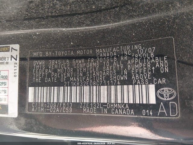 Продажа на аукционе авто 2008 Toyota Matrix Xr, vin: 2T1KR32E08C711174, номер лота: 45297624