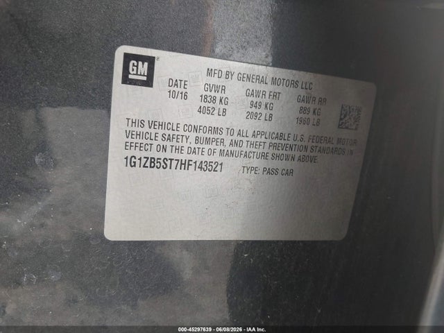 Продажа на аукционе авто 2017 Chevrolet Malibu Ls, vin: 1G1ZB5ST7HF143521, номер лота: 45297639