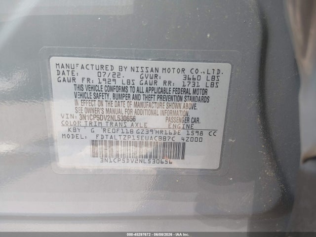 Продажа на аукционе авто 2022 Nissan Kicks Sr Xtronic Cvt, vin: 3N1CP5DV2NL530656, номер лота: 45297672