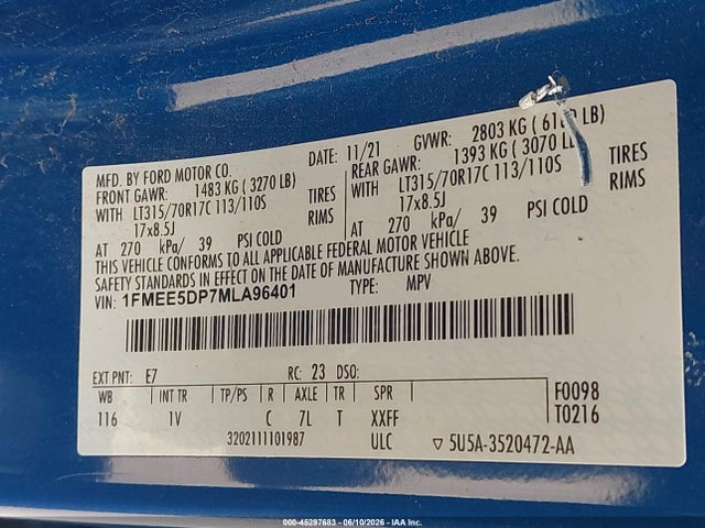 Ford Bronco Badlands 2021 1FMEE5DP7MLA96401 Image 9