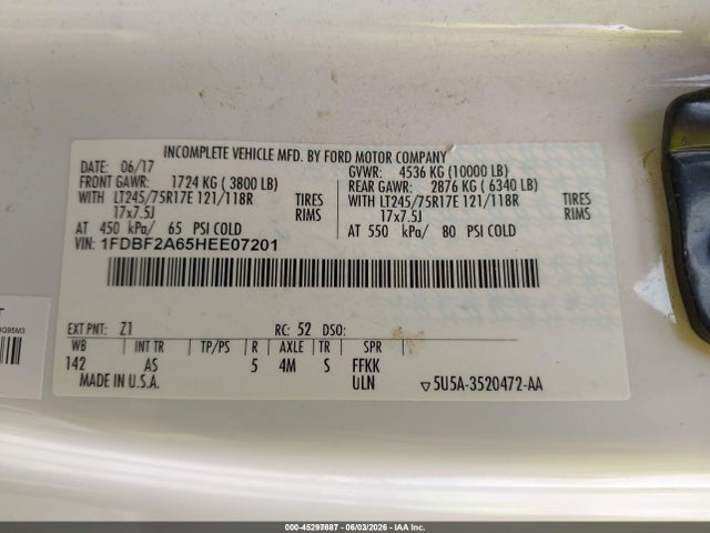 1FDBF2A65HEE07201 Ford F-250 Xl