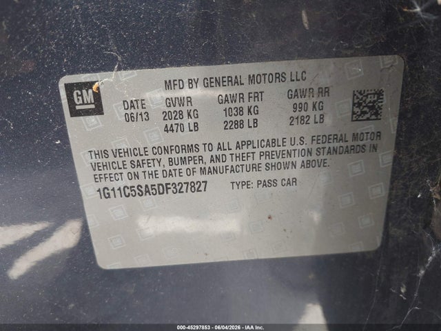 Продажа на аукционе авто 2013 Chevrolet Malibu 1lt, vin: 1G11C5SA5DF327827, номер лота: 45297853