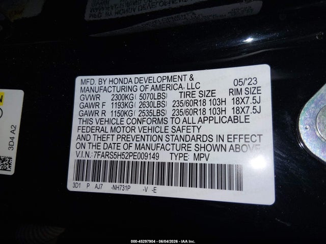 7FARS5H52PE009149 Honda Cr-v Hybrid Sport