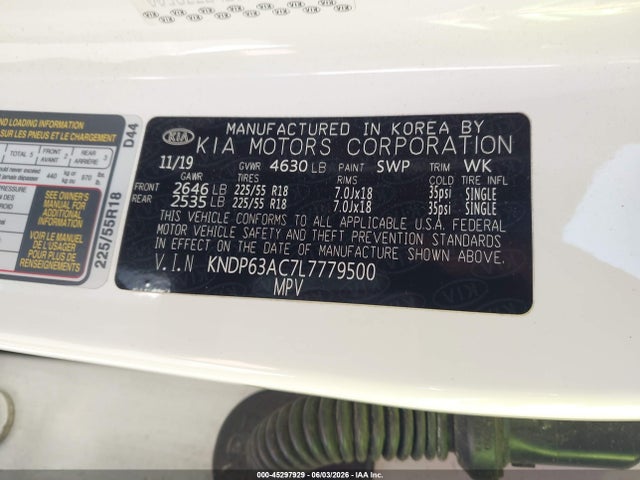 KIA SPORTAGE S 2020 KNDP63AC7L7779500 Image 9