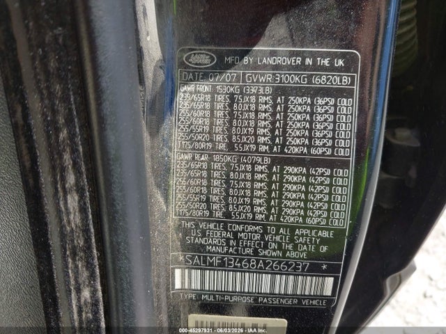 Aukcja sprzedaży 2008 Land Rover Range Rover Supercharged, vin: SALMF13468A266237, numer aukcji: 45297931