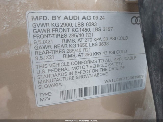 WA1LCBF71SD015679 Audi Q7 Premium Plus 45 Tfsi Quattro Tiptronic