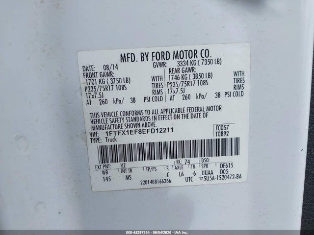 Ford F-150 Xlt 2014 1FTFX1EF8EFD12211 Image 9