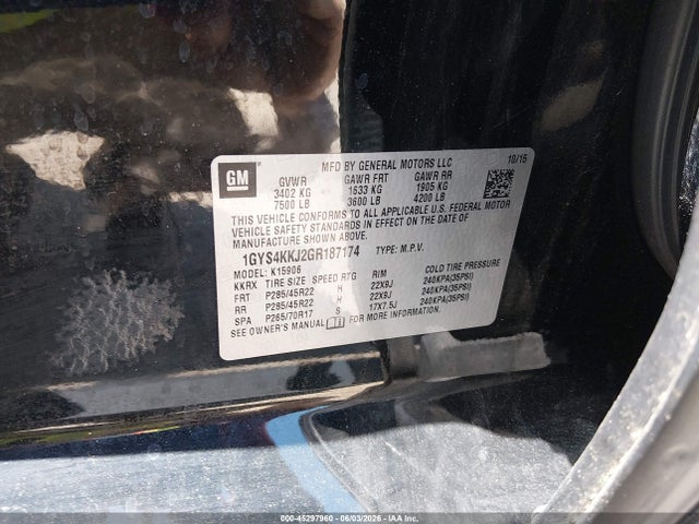 Aukcja sprzedaży 2016 Cadillac Escalade Esv Platinum, vin: 1GYS4KKJ2GR187174, numer aukcji: 45297960