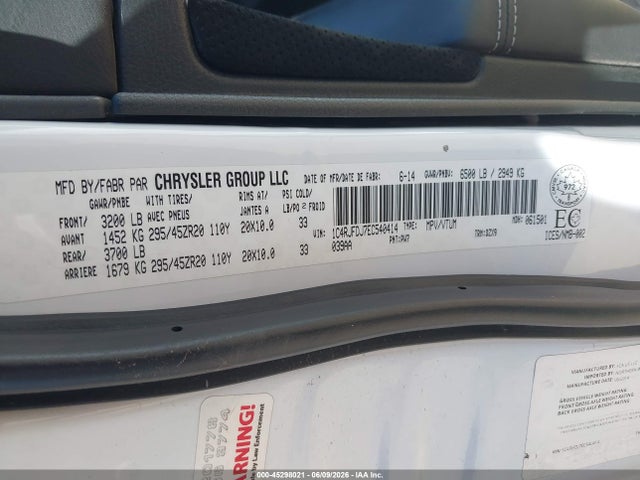 45298021 :رقم المزاد ، 1C4RJFDJ7EC540414 vin ، 2014 Jeep Grand Cherokee Srt مزاد بيع