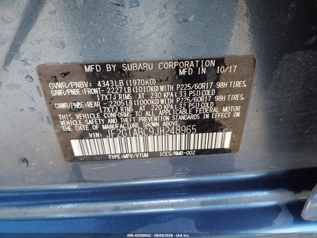 JF2GTABC9JH248965 Subaru Crosstrek 2.0i Premium
