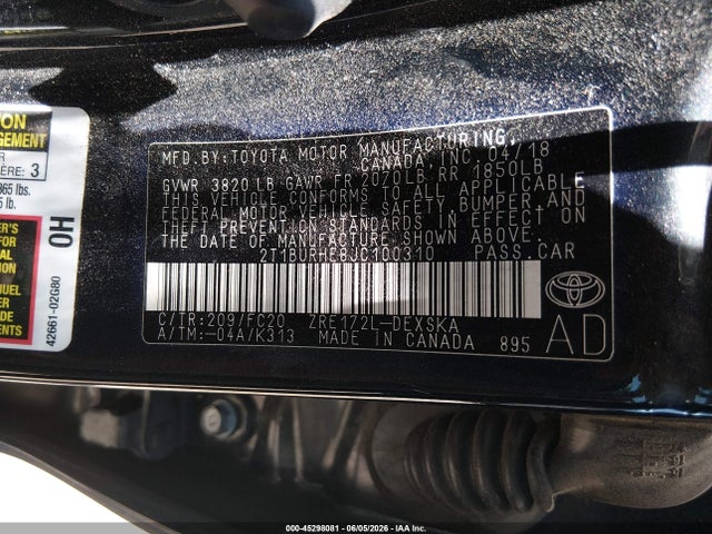 Toyota COROLLA SE 2018 2T1BURHE8JC100310 Image 9